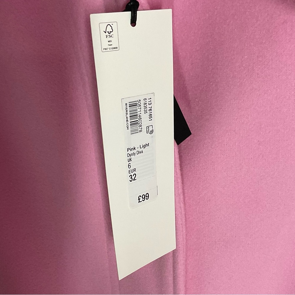 River Island Dynty Diva Light Pink Faux Fur Coat - Picture 4 of 6